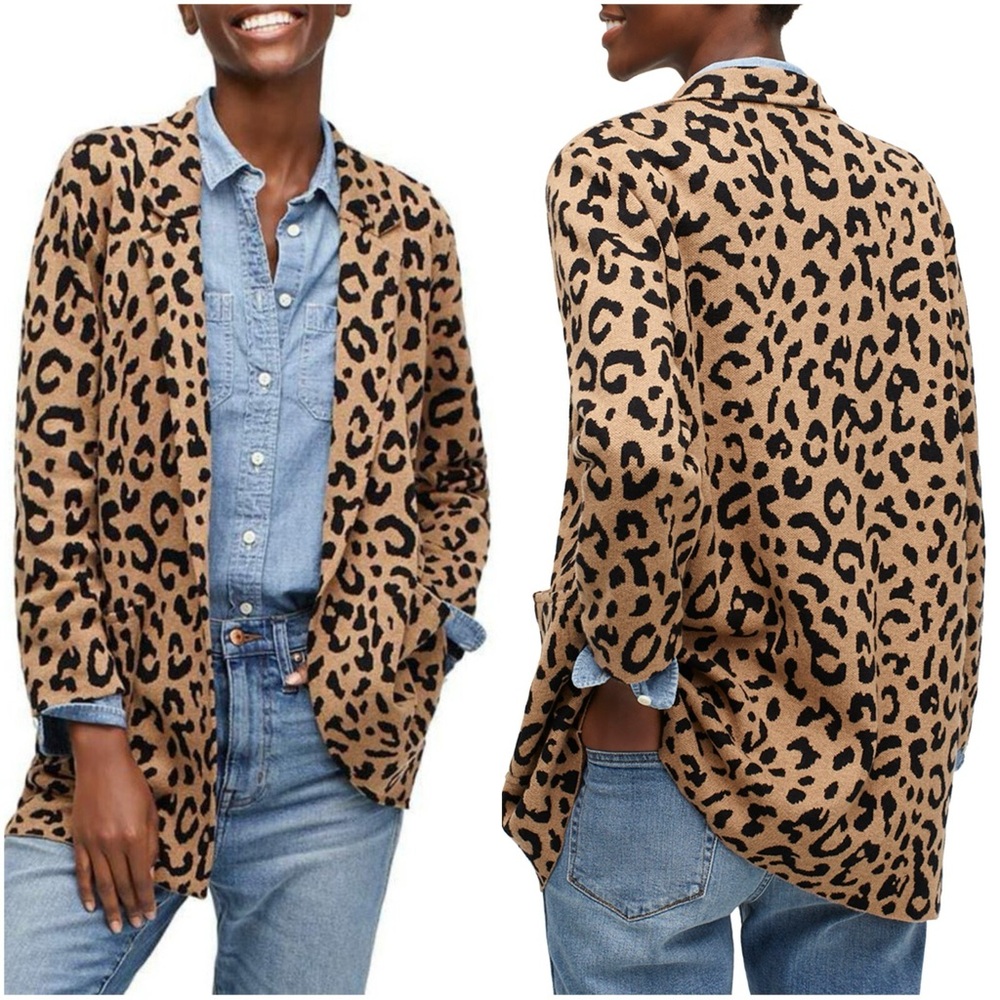 J. Crew Sophie open-front sweater blazer - leopard - sz medium